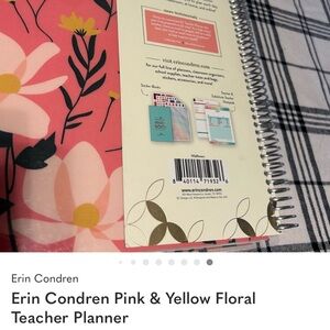 Erin Condren Pink Floral Planner with Yellow Accents